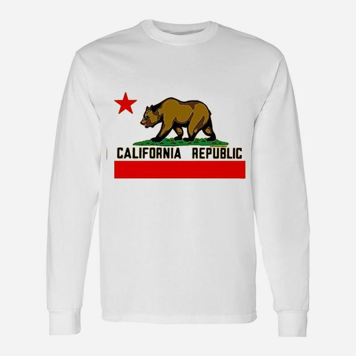 California Republic Borderless Bear Flag Black Long Sleeve T-Shirt