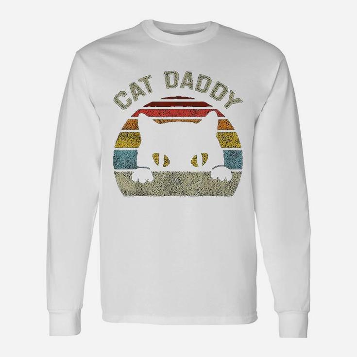 Cat Daddy Men Vintage Retro Black Cats Dad Fathers Day Long Sleeve T-Shirt