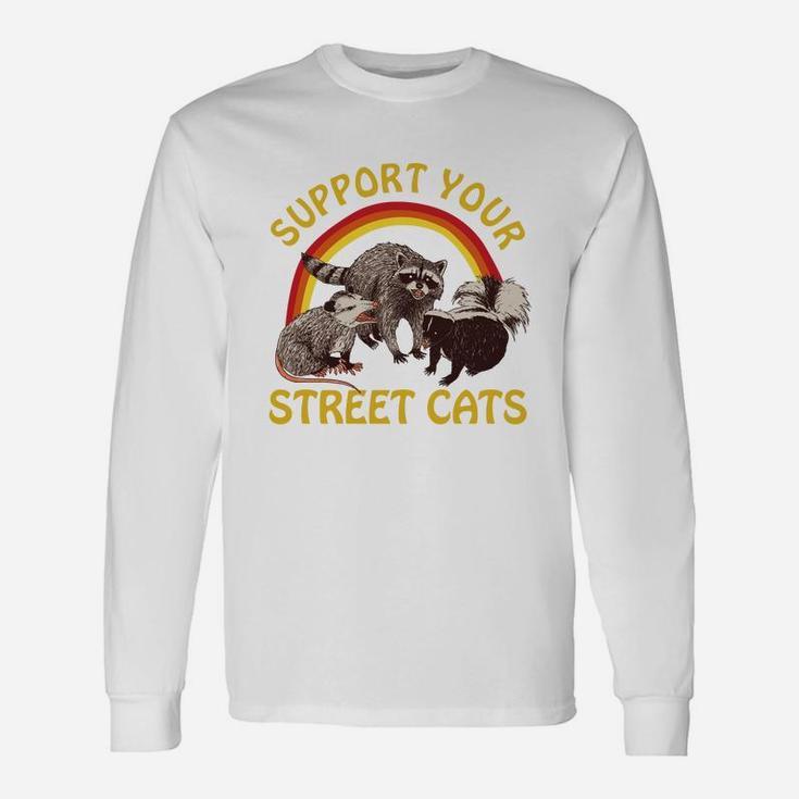 Cat Kitten Support Your Local Street Cats Vintage Long Sleeve T-Shirt