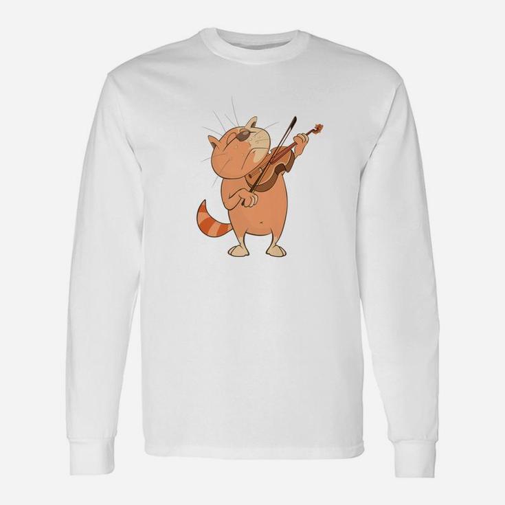 Cat Violinist Cat Playing Violin For Musicians Long Sleeve T-Shirt