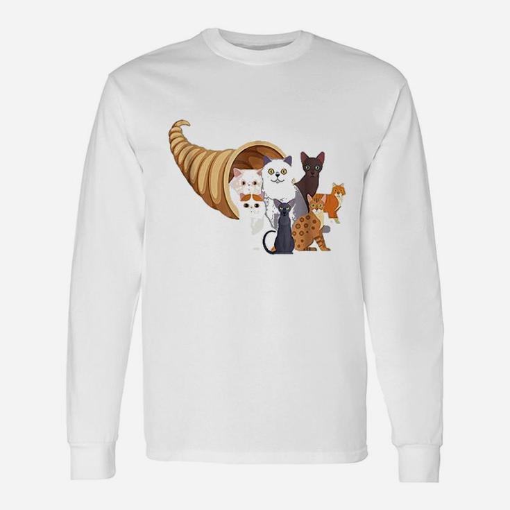 Catucopia Cats Cornucopia Trendy Thanksgiving Long Sleeve T-Shirt