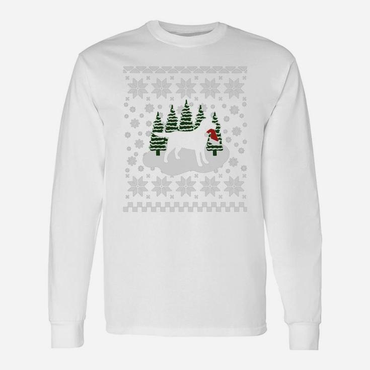 Christmas Black Labrador Silhouette Santa Hat Long Sleeve T-Shirt