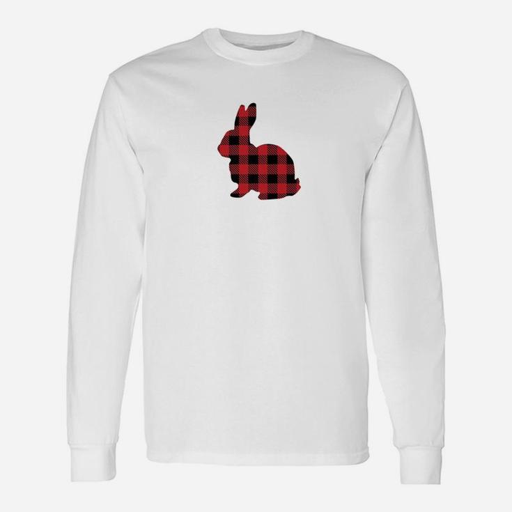 Christmas Bunny Rabbit Buffalo Plaid Long Sleeve T-Shirt