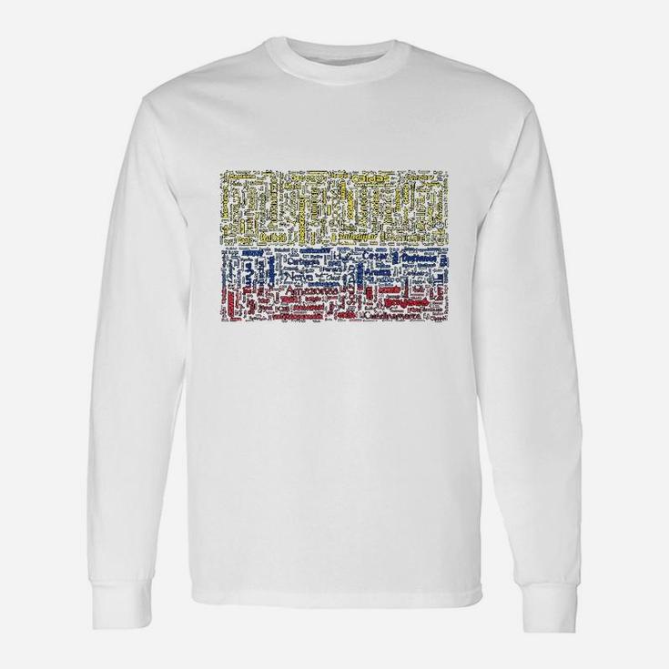 Colombian Flag With Colombian Cities Word Art Long Sleeve T-Shirt