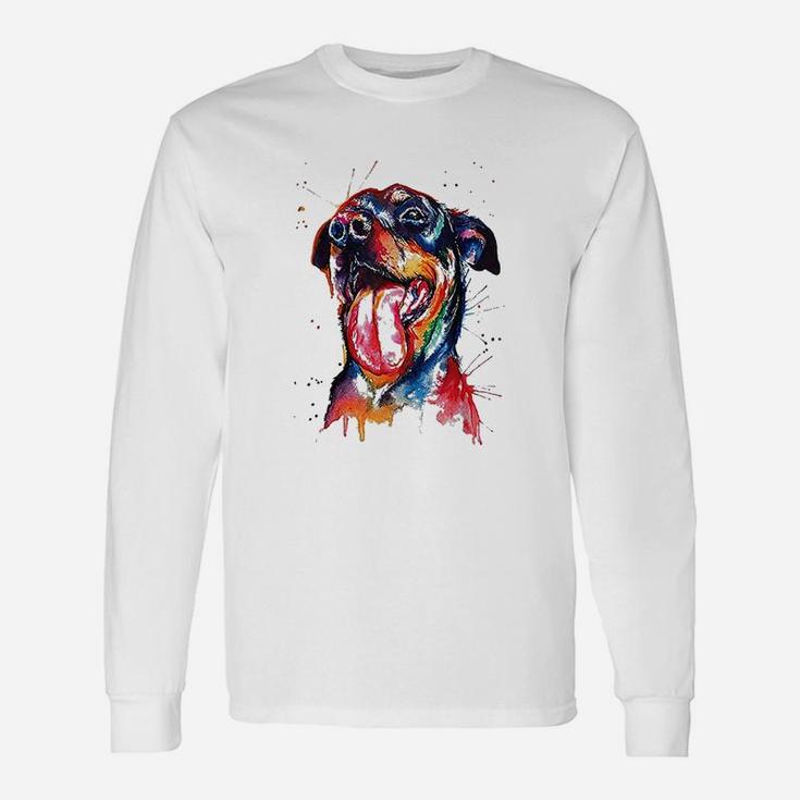 Colorful Rottweiler Dog Love-r Dad Mom Long Sleeve T-Shirt