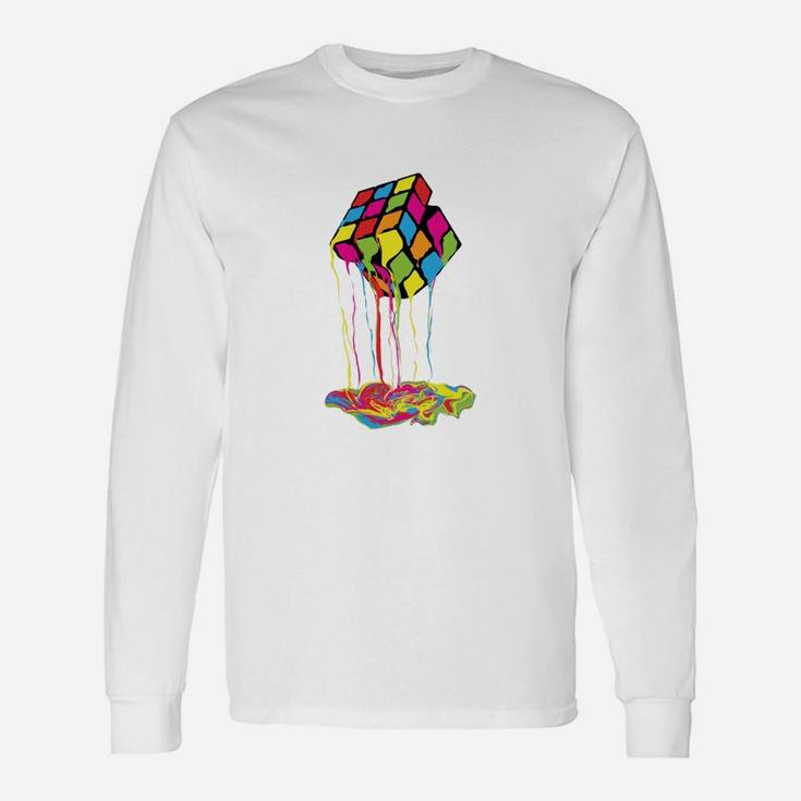 Colorfull Melting Rubik Rubix Rubics Cube Long Sleeve T-Shirt