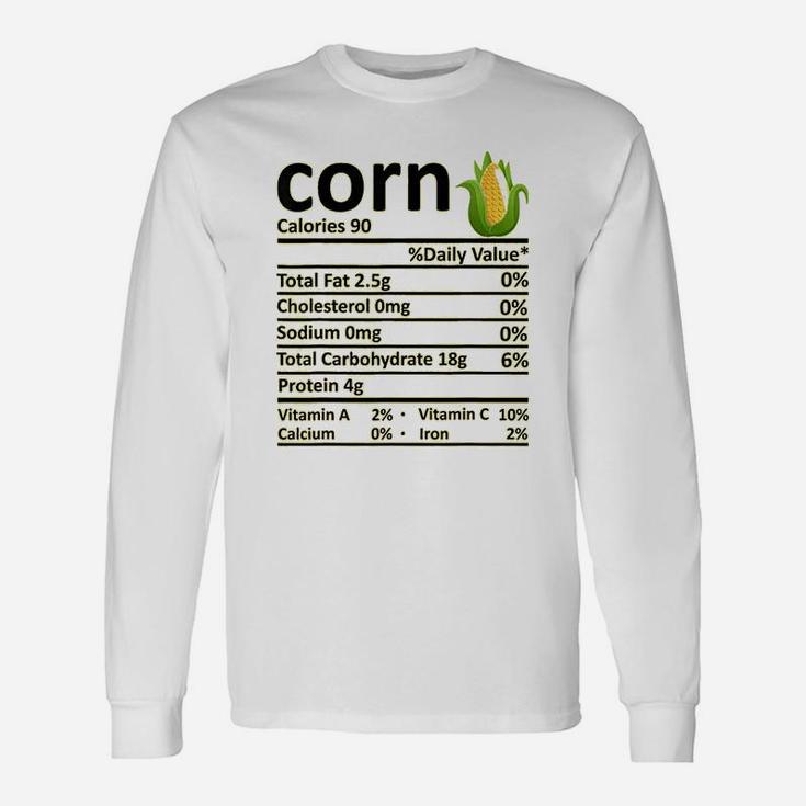 Corn Nutrition Food Facts Thanksgiving Costume Christmas Long Sleeve T-Shirt