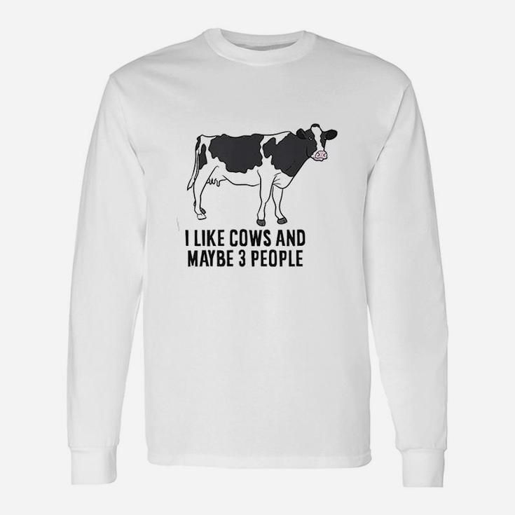Cow Farmer I Like Cows And Maybe 3 People Cattle Cow Long Sleeve T-Shirt