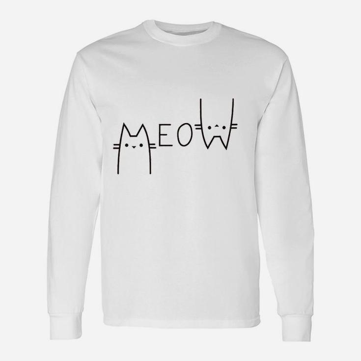 Women Cute Cat Meow Graphic Casual Cat Lover Long Sleeve T-Shirt
