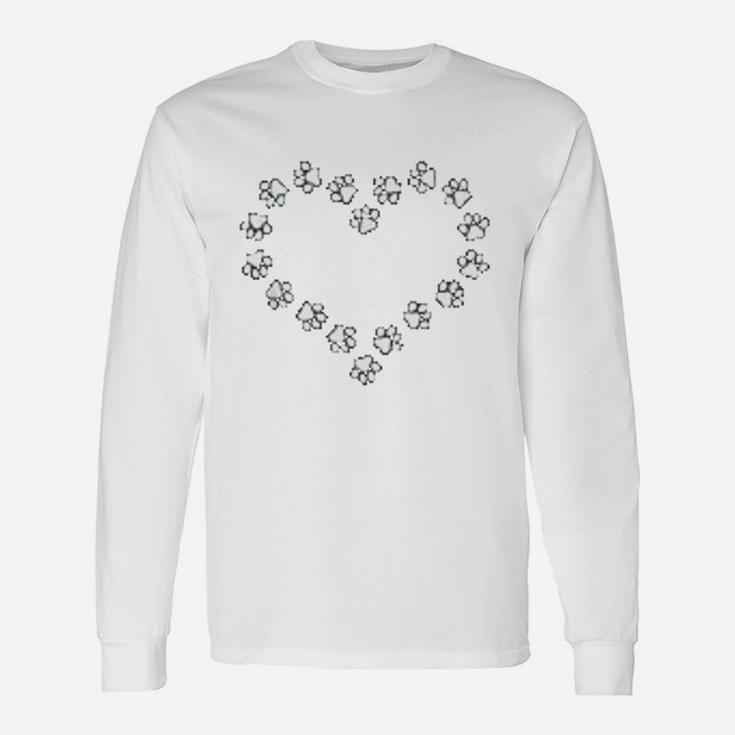 Cute Dog Paws Print Dog Paw Print Ornament Heart Love Long Sleeve T-Shirt