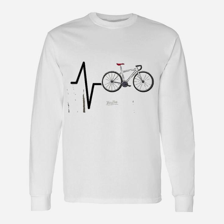 Cycling Heartbeat Cycling Themed Cycling Lovers Long Sleeve T-Shirt
