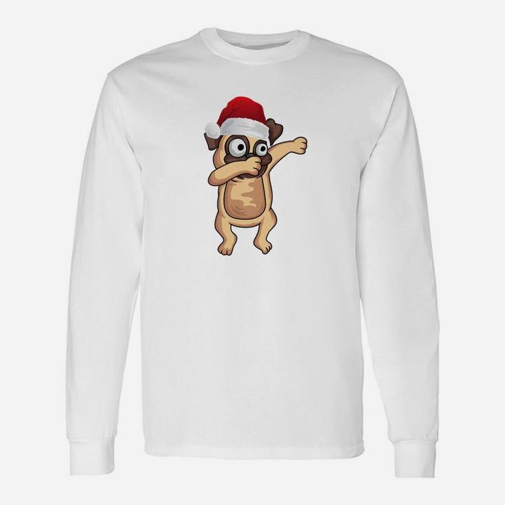 Dab Dabbing Pug Christmas Xmas Dog Santa Long Sleeve T-Shirt