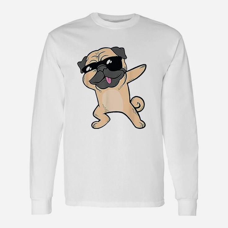 Dabbing Pug Dog Dab Animal Cool Sunglasses Long Sleeve T-Shirt