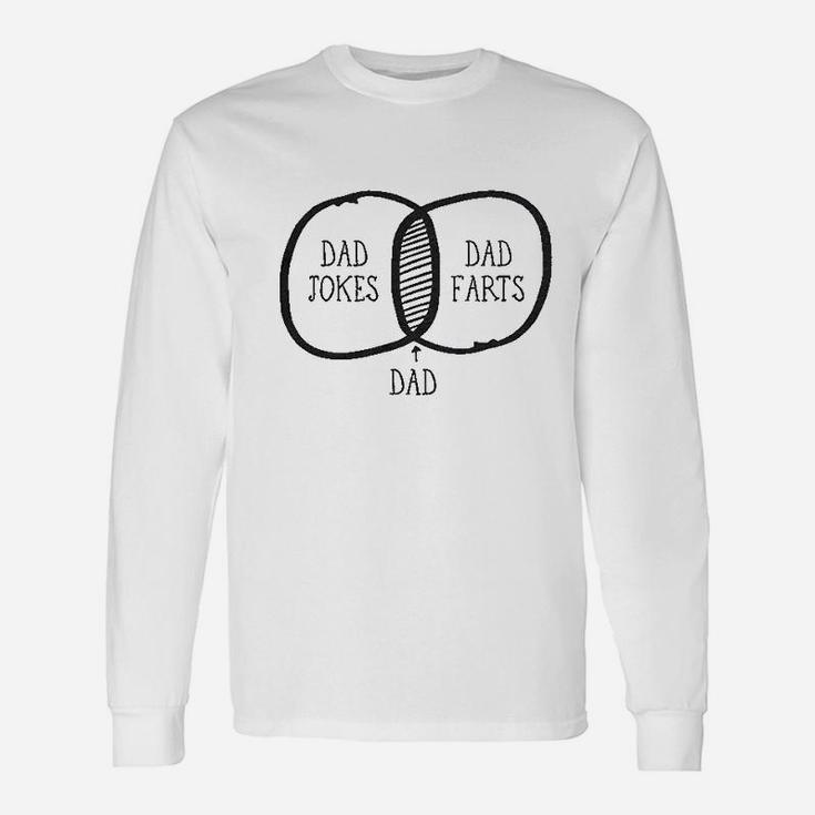 Dad Jokes Dad Farts Math Venn Diagram Fathers Day Long Sleeve T-Shirt