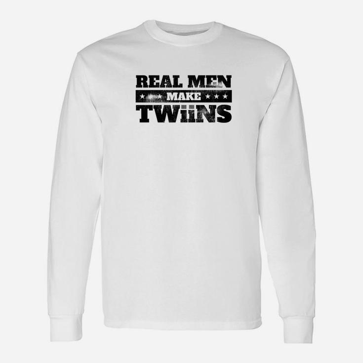 Dad Of Twins Fathers Day Two Babies Premium Long Sleeve T-Shirt