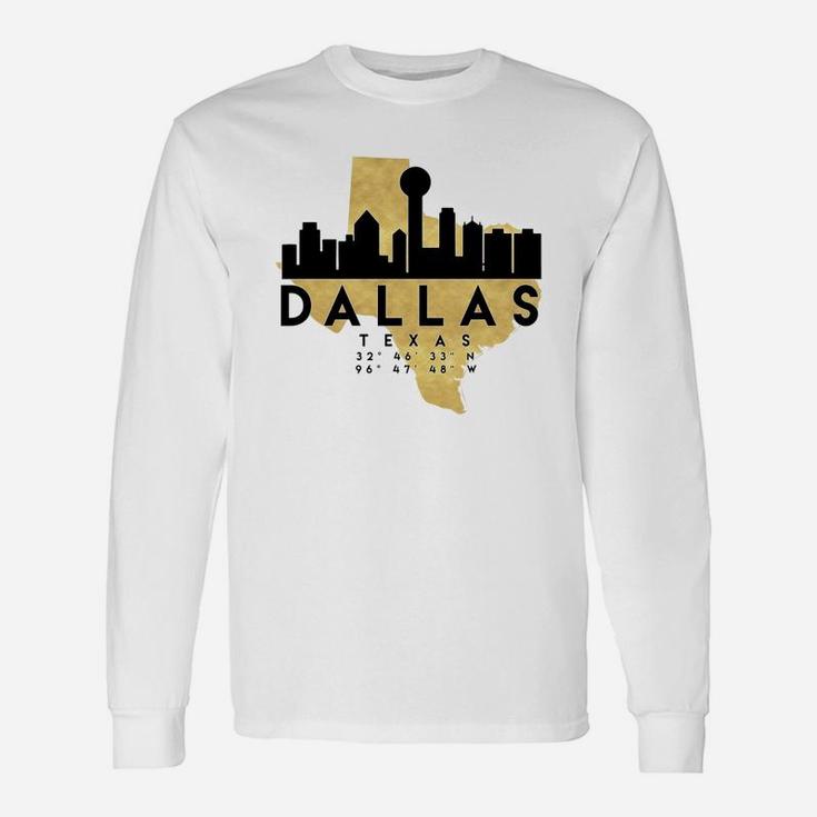 Dallas Texas Skyline Map Art Long Sleeve T-Shirt