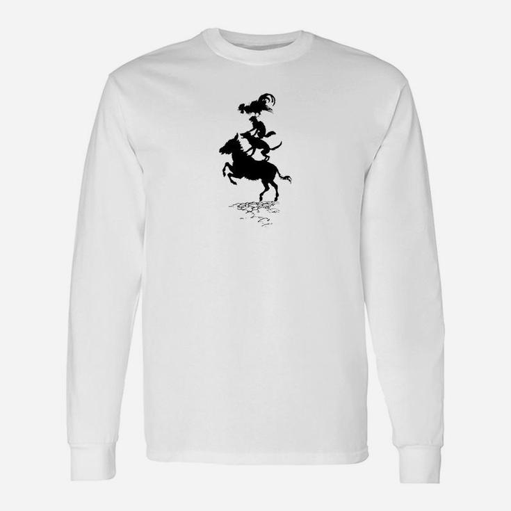 Donkey Dog Cat And Rooster Vintage Book Art Long Sleeve T-Shirt