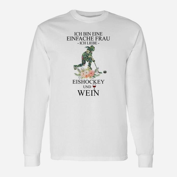 Eishockey und Wein Liebhaberin Damen Langarmshirts, Witziges Sportmotiv