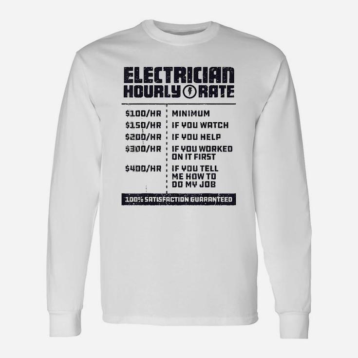 Electrician Hourly Rate Lineman Dad Vintage Long Sleeve T-Shirt