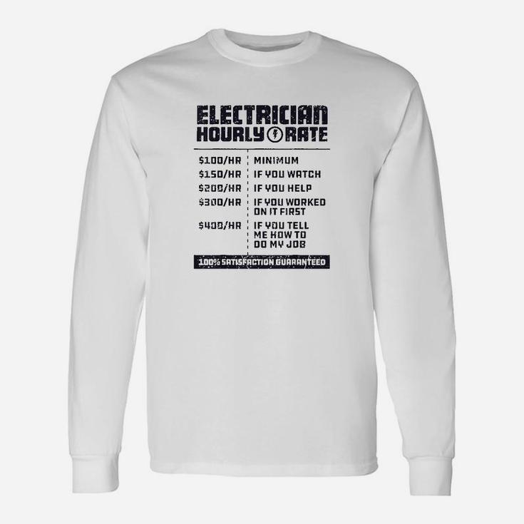 Electrician Hourly Rate Lineman Dad Vintage Men Long Sleeve T-Shirt