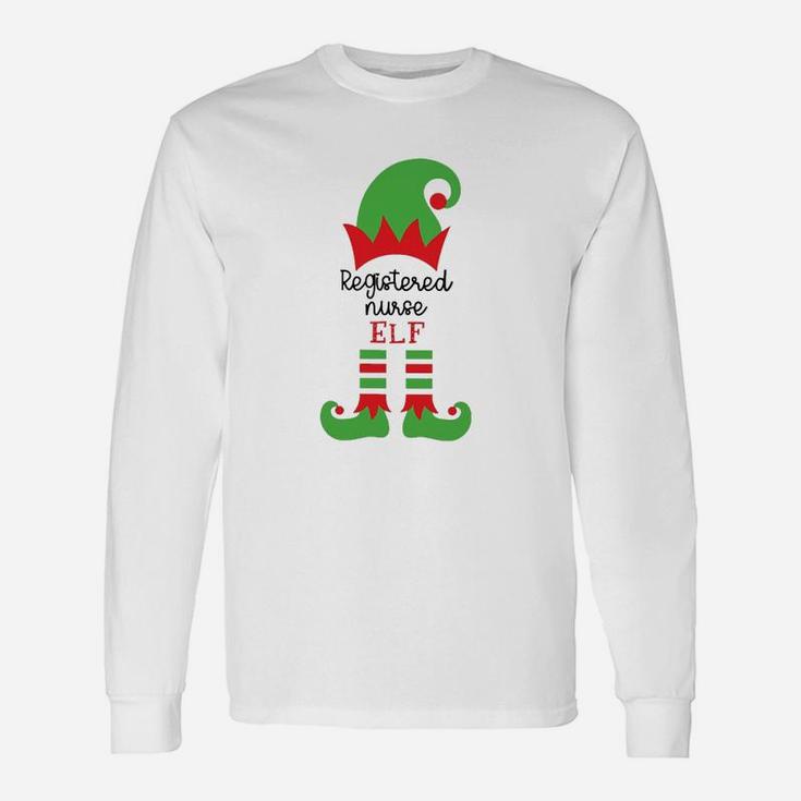 Elf Registered Nurse Elf Christmas Rn Long Sleeve T-Shirt