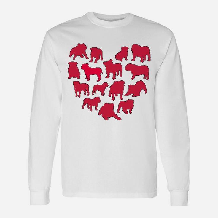 English Bulldog Heart Valentines Long Sleeve T-Shirt