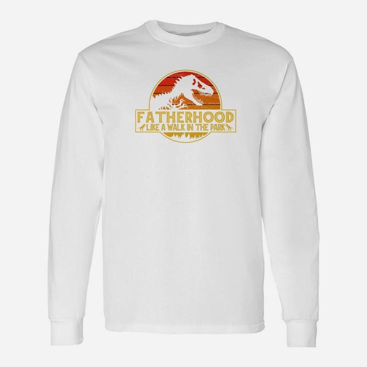 Fatherhood Like A Walk In The Park Dad Retro Sunset Premium Long Sleeve T-Shirt