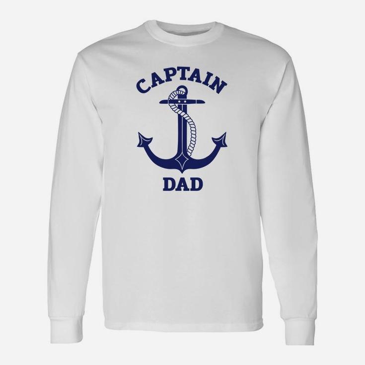 Fathers Day Nautical Anchor Captain Dad Long Sleeve T-Shirt