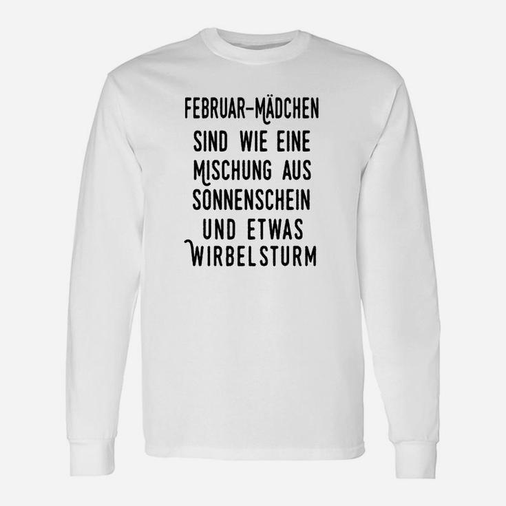 Februar-Mädchen Langarmshirts, Sonnenschein & Wirbelsturm Motiv