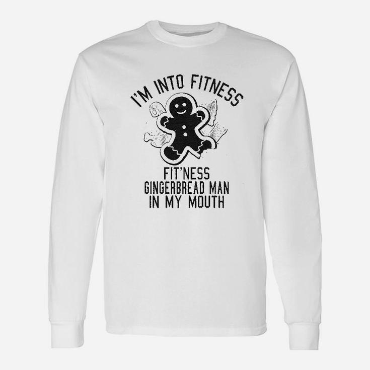 Fitness Gingerbread In My Mouth Christmas Xmas For Her Long Sleeve T-Shirt