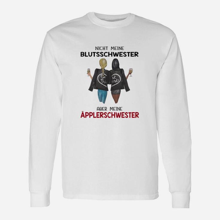 Geschwister Langarmshirts mit Humor, Nicht meine Blut- sondern Apfelschwester