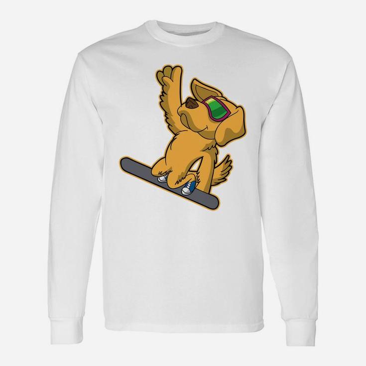 Golden Retriever Dog Snowboarding Long Sleeve T-Shirt