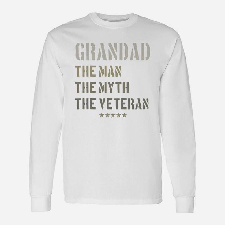 Grandad Man Myth Veteran Father Day Military Veteran Shirt Long Sleeve T-Shirt