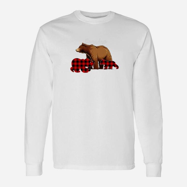 Grandpa Bear Red Plaid Cub Dad Christmas Ladies Long Sleeve T-Shirt
