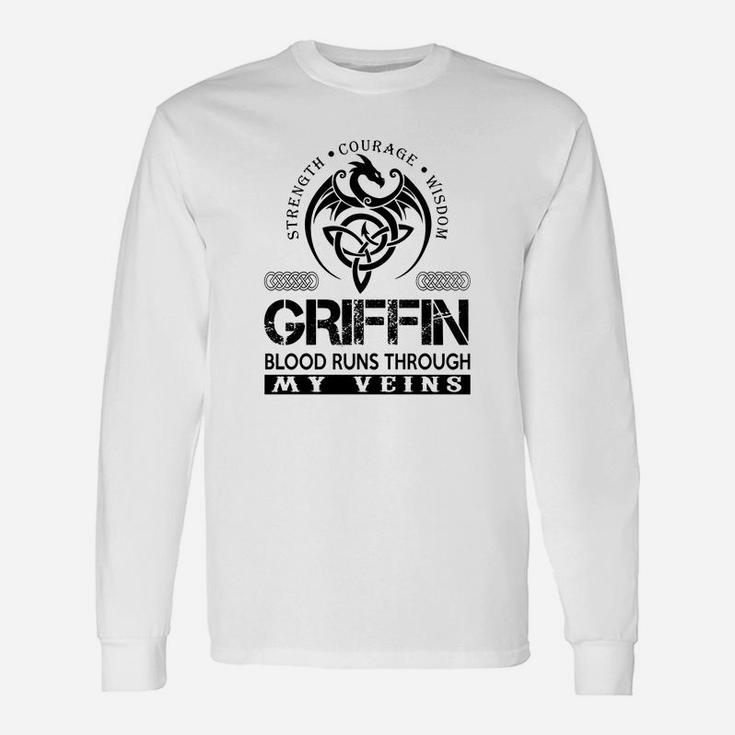 Griffin Shirts Griffin Blood Runs Through My Veins Name Shirts Long Sleeve T-Shirt
