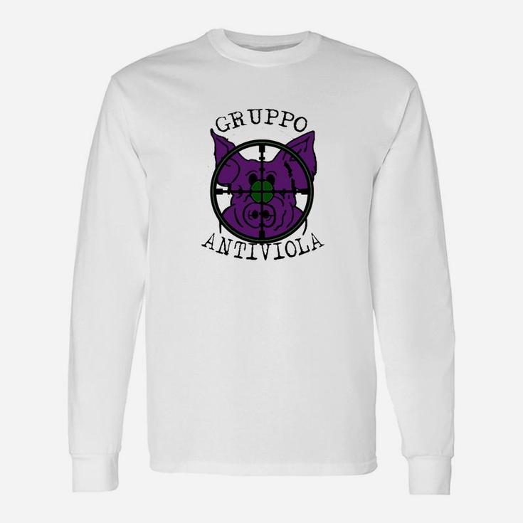 Gruppo Antiviola Logo Herren Langarmshirts in Weiß, Fanmode Design