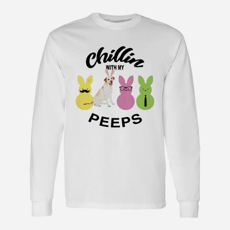 Happy 2021 Easter Bunny Cute Labrador Retriever Chilling With My Peeps For Dog Lovers Long Sleeve T-Shirt