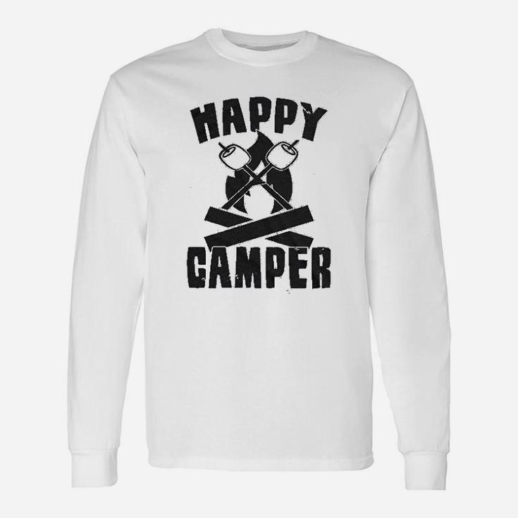 Happy Camper Camping Cool Hiking Graphic Vintage Long Sleeve T-Shirt