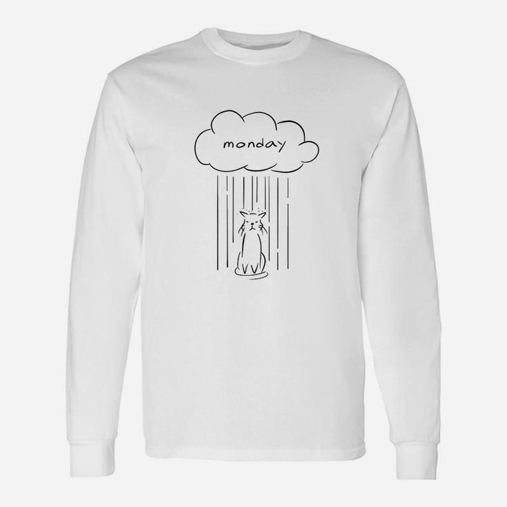 I Hate Mondays Cat Raincloud Long Sleeve T-Shirt