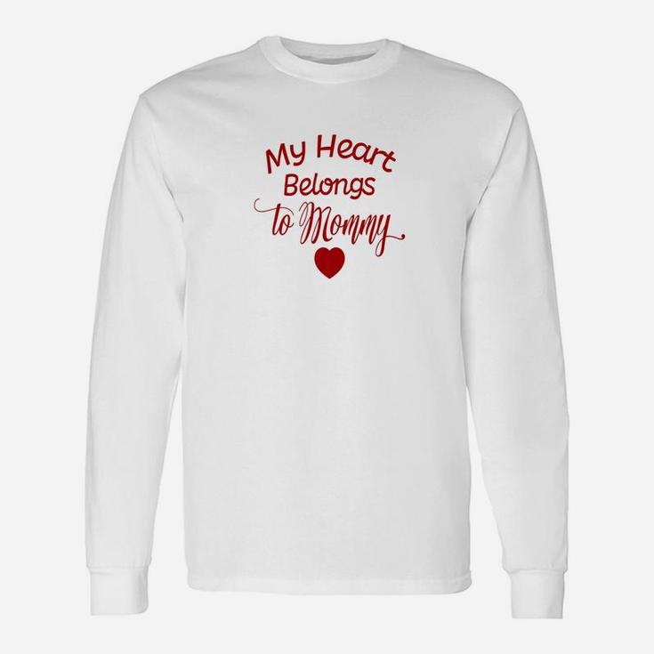 My Heart Belongs To Daddy Valentines Day Shirt Dad Long Sleeve T-Shirt