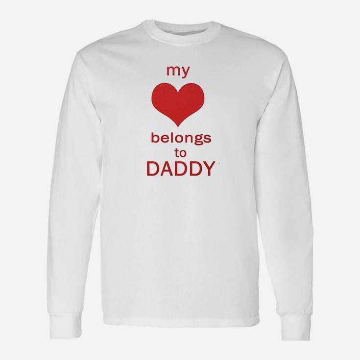 My Heart Belongs To Daddy White Puppy Dog Long Sleeve T-Shirt