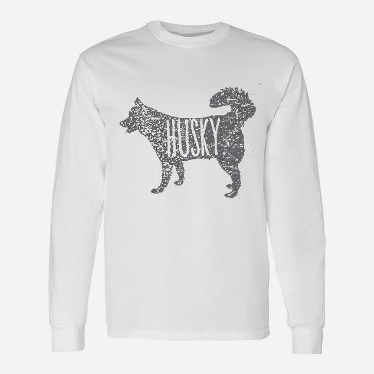 Husky Dog Silhouette Relaxeds Long Sleeve T-Shirt