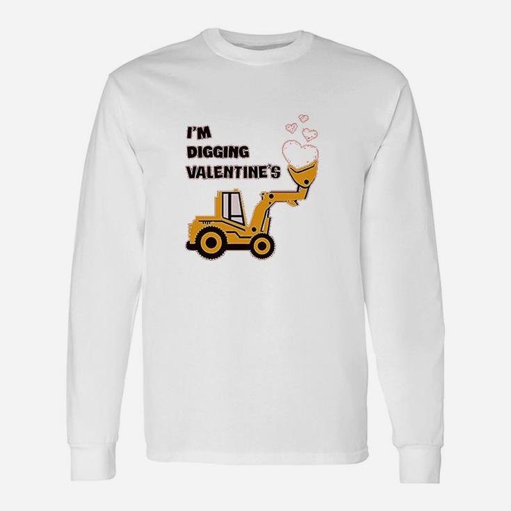 I'm Digging Valentine's Tractor Loving Boy Toddler Long Sleeve T-Shirt