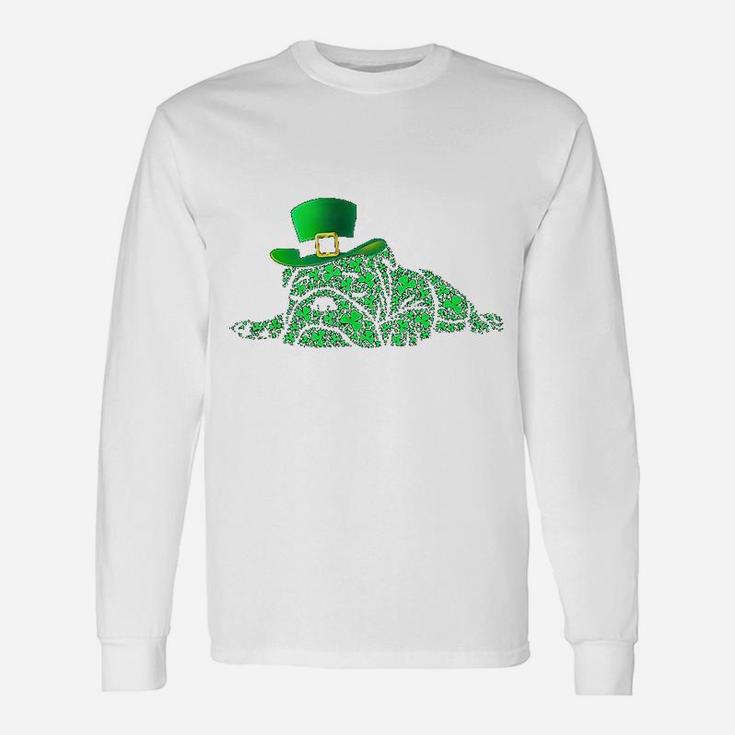 Irish English Bulldog Shamrocks Green Hat St Patricks Day Long Sleeve T-Shirt