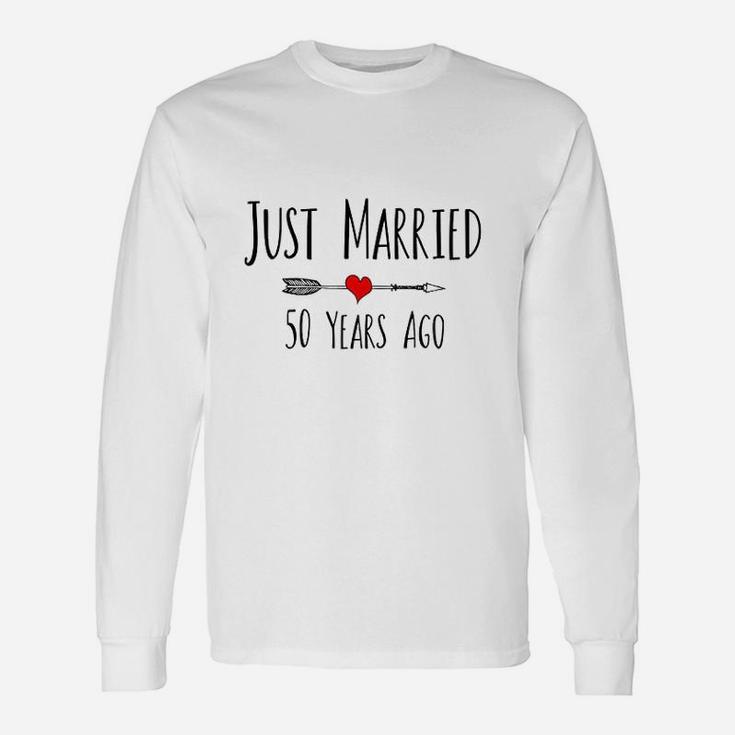Just Married 50 Years Ago Husband Wife 50th Anniversary Long Sleeve T-Shirt