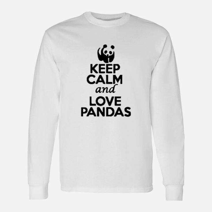 Keep Calm And Love Pandas Cute Bear Animal Lover Long Sleeve T-Shirt