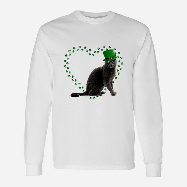 Korat Heart Paw Leprechaun Hat Irish St Patricks Day For Cat Lovers Long Sleeve T-Shirt