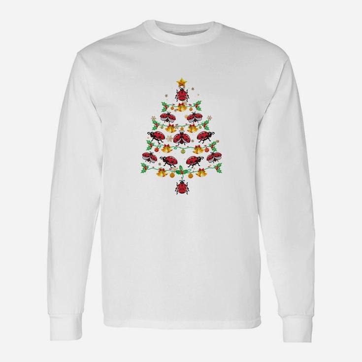 Ladybug Xmas Tree Lights Insect Entomologist Ugly Christmas Long Sleeve T-Shirt