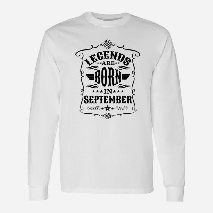 Legends Are Born In September Black Text Long Sleeve T-Shirt