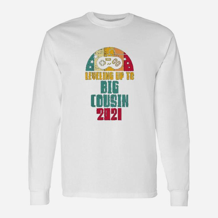 Leveling Up To Big Cousin 2021 Gamer Baby Announcement Long Sleeve T-Shirt